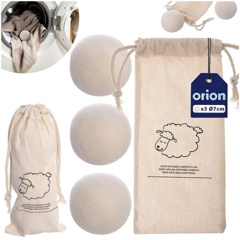 Grupa Orion Sp. z o.o. Piłki do suszarki wełniane 7 cm 3 szt.