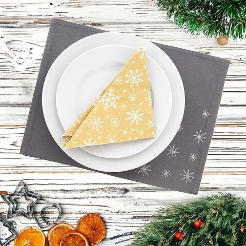 Grupa Orion Sp. z o.o. Podkładka na Stół Bawełniana Świąteczna 33,5 x 26 cm ORION Płatek Szara