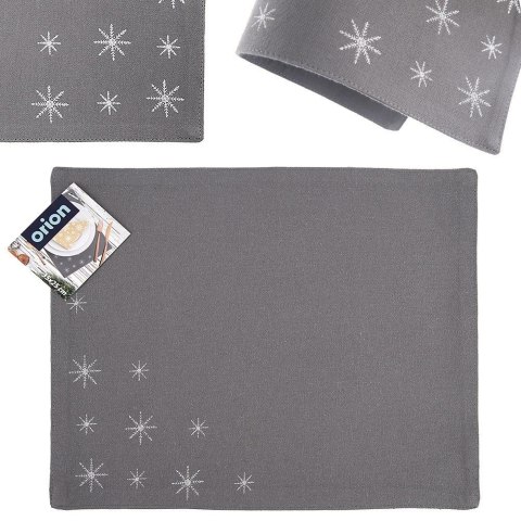 Grupa Orion Sp. z o.o. Podkładka na Stół Bawełniana Świąteczna 33,5 x 26 cm ORION Płatek Szara