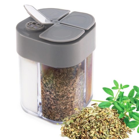 Grupa Orion Sp. z o.o. Pojemnik na Przyprawy 4 Przegrody ORION z Dozownikiem Naklejki 8,5 x 6,5 cm