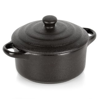 Grupa Orion Sp. z o.o. Miseczka do Zapiekania 150 ml Porcelanowa Czarna z Pokrywką VILDE