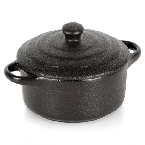 Grupa Orion Sp. z o.o. Miseczka do Zapiekania 150 ml Porcelanowa Czarna z Pokrywką VILDE