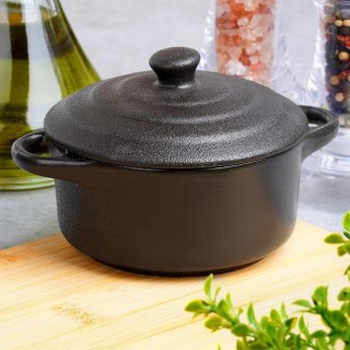Grupa Orion Sp. z o.o. Miseczka do Zapiekania 150 ml Porcelanowa Czarna z Pokrywką VILDE