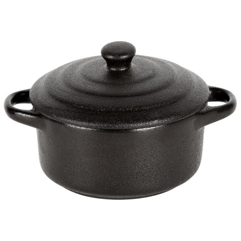 Grupa Orion Sp. z o.o. Miseczka do Zapiekania 150 ml Porcelanowa Czarna z Pokrywką VILDE