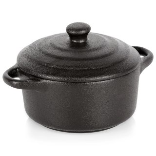 Grupa Orion Sp. z o.o. Miseczka do Zapiekania 300 ml Porcelanowa Czarna z Pokrywką VILDE