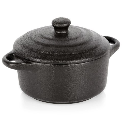 Grupa Orion Sp. z o.o. Miseczka do Zapiekania 300 ml Porcelanowa Czarna z Pokrywką VILDE