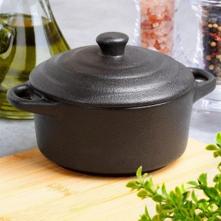 Grupa Orion Sp. z o.o. Miseczka do Zapiekania 300 ml Porcelanowa Czarna z Pokrywką VILDE