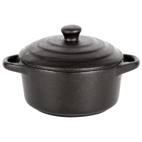 Grupa Orion Sp. z o.o. Miseczka do Zapiekania 300 ml Porcelanowa Czarna z Pokrywką VILDE