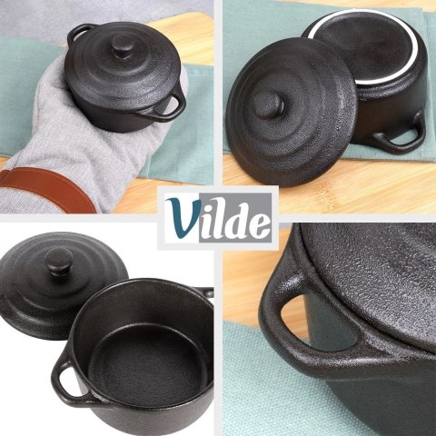 Grupa Orion Sp. z o.o. Miseczka do Zapiekania 300 ml Porcelanowa Czarna z Pokrywką VILDE