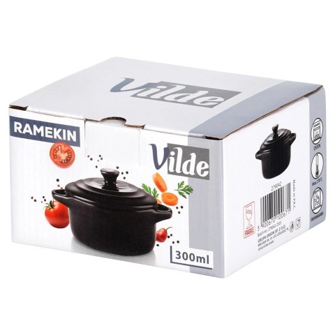 Grupa Orion Sp. z o.o. Miseczka do Zapiekania 300 ml Porcelanowa Czarna z Pokrywką VILDE