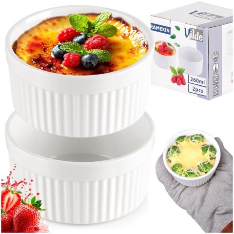 Grupa Orion Sp. z o.o. Miseczki do Zapiekania 260 ml Porcelanowe Białe Zestaw 2 szt VILDE