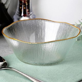 Grupa Orion Sp. z o.o. Miska Szklana 15 cm 500 ml Złoty Rant Nieregularna Mycie Ręczne VILDE