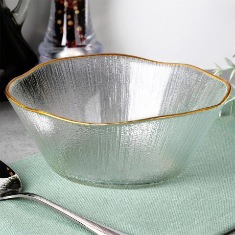 Grupa Orion Sp. z o.o. Miska Szklana 15 cm 500 ml Złoty Rant Nieregularna Mycie Ręczne VILDE