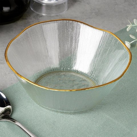 Grupa Orion Sp. z o.o. Miska Szklana 15 cm 500 ml Złoty Rant Nieregularna Mycie Ręczne VILDE