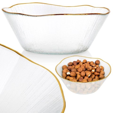 Grupa Orion Sp. z o.o. Miska Szklana 15 cm 500 ml Złoty Rant Nieregularna Mycie Ręczne VILDE