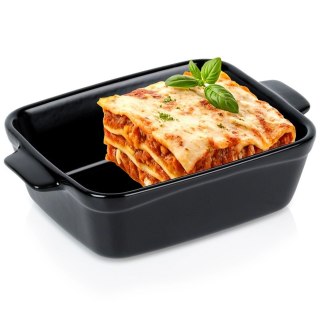 Grupa Orion Sp. z o.o. Naczynie Ceramiczne do Zapiekania 16 x 11 cm Czarne z uchwytami VILDE