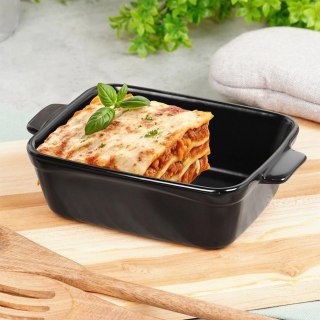 Grupa Orion Sp. z o.o. Naczynie Ceramiczne do Zapiekania 16 x 11 cm Czarne z uchwytami VILDE