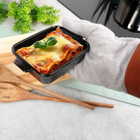 Grupa Orion Sp. z o.o. Naczynie Ceramiczne do Zapiekania 16 x 11 cm Czarne z uchwytami VILDE