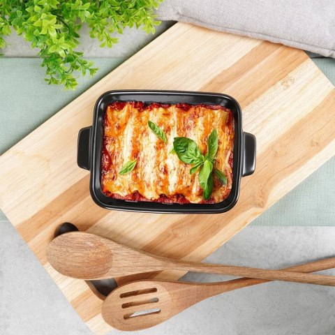 Grupa Orion Sp. z o.o. Naczynie Ceramiczne do Zapiekania 16 x 11 cm Czarne z uchwytami VILDE