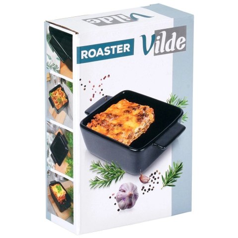 Grupa Orion Sp. z o.o. Naczynie Ceramiczne do Zapiekania 16 x 11 cm Czarne z uchwytami VILDE