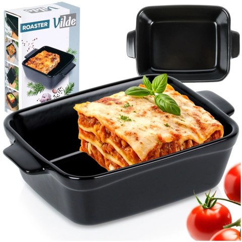 Grupa Orion Sp. z o.o. Naczynie Ceramiczne do Zapiekania 16 x 11 cm Czarne z uchwytami VILDE