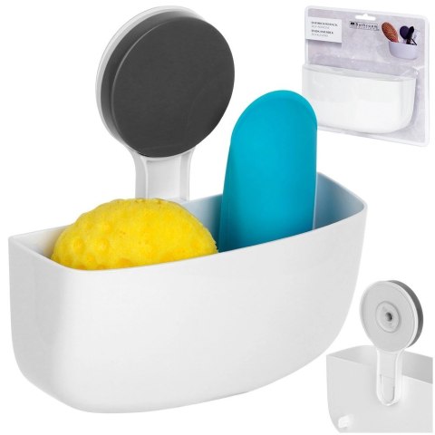 AM/63 Półka Pod Prysznic na Przyssawkę Biała 16 x 7 cm Kosmetyki BS