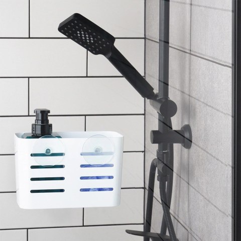 AM/63 Półka Pod Prysznic Biała Duża Prostokątna na Przyssawki 185 x 9 cm BS