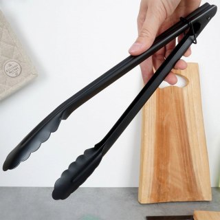 Grupa Orion Sp. z o.o. Szczypce Kuchenne Stalowe Czarne do Grillowania z Blokadą 31 cm EH