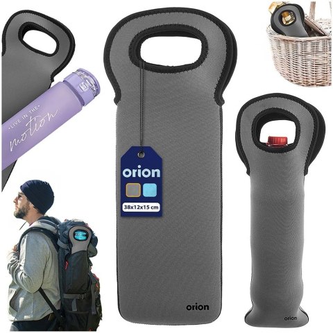 Grupa Orion Sp. z o.o. Pokrowiec Termiczny na Butelkę Neopren Szary ORION Uchwyt 38 cm