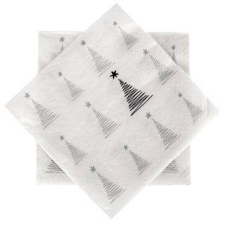 Grupa Orion Sp. z o.o. Serwetki Papierowe 20 szt. Choinka Srebrna 3-warstwowe 33 x 33 cm ORION