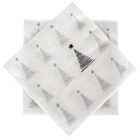 Grupa Orion Sp. z o.o. Serwetki Papierowe 20 szt. Choinka Srebrna 3-warstwowe 33 x 33 cm ORION