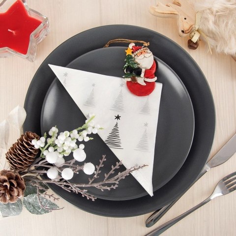 Grupa Orion Sp. z o.o. Serwetki Papierowe 20 szt. Choinka Srebrna 3-warstwowe 33 x 33 cm ORION