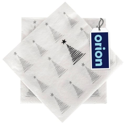 Grupa Orion Sp. z o.o. Serwetki Papierowe 20 szt. Choinka Srebrna 3-warstwowe 33 x 33 cm ORION