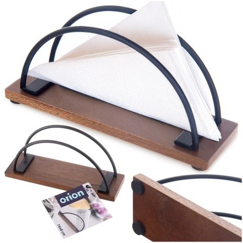 Grupa Orion Sp. z o.o. Serwetnik Drewniano-Metalowy RADKA Czarny 16 x 5 x 8 cm ORION