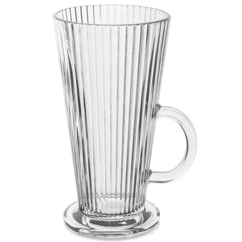 Grupa Orion Sp. z o.o. Szklanka Wysoka z Uchem do Kawy Latte Cappuccino Ryflowana 300 ml ORION