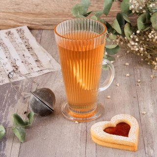 Grupa Orion Sp. z o.o. Szklanka Wysoka z Uchem do Kawy Latte Cappuccino Ryflowana 300 ml ORION