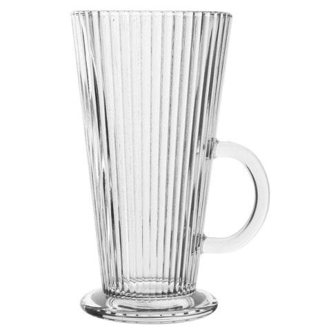 Grupa Orion Sp. z o.o. Szklanka Wysoka z Uchem do Kawy Latte Cappuccino Ryflowana 300 ml ORION