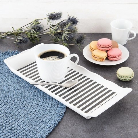 Grupa Orion Sp. z o.o. Taca do Serwowania 29,5 x 13 cm ORION Tworzywo Wzór Pasy Czarno-Białe