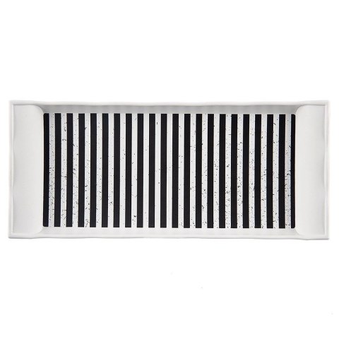 Grupa Orion Sp. z o.o. Taca do Serwowania 29,5 x 13 cm ORION Tworzywo Wzór Pasy Czarno-Białe