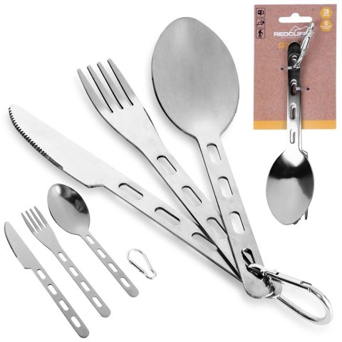 AM/63 Sztućce Turystyczne Stalowe 3 el. REDCLIFFS z Karabińczykiem