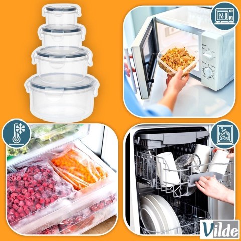 Grupa Orion Sp. z o.o. Zestaw 4 Pojemników Lunchbox Okrągły Szczelny VILDE Mikrofala Zmywarka