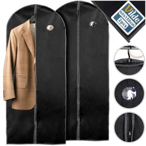 Grupa Orion Sp. z o.o. Zestaw 2 Pokrowce na Ubrania Długie Garnitur Sukienka VILDE 60 x 150 cm