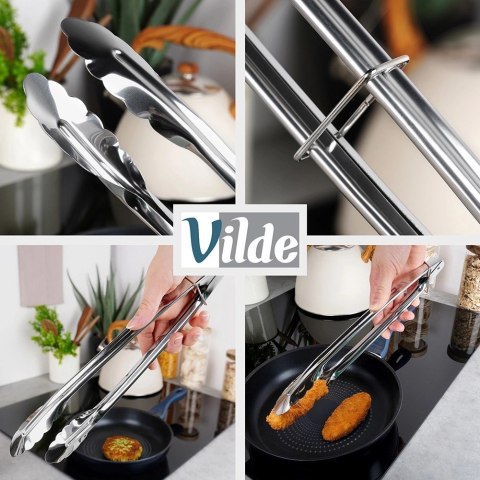 Grupa Orion Sp. z o.o. Szczypce Kuchenne Stalowe z Blokadą do Grillowania 30 cm VILDE