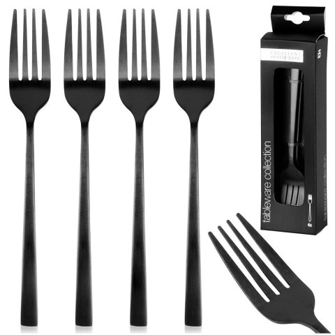 Grupa Orion Sp. z o.o. Widelczyki Deserowe Stal Czarne 15 cm EXCELLENT HOUSEWARE Zestaw 4 szt.