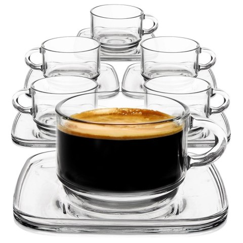 VELKOOBCHOD ORION, spol. s r.o. Filiżanki ze Spodkiem LAV Szklane 250 ml Przezroczyste do Zmywarki 6 szt.