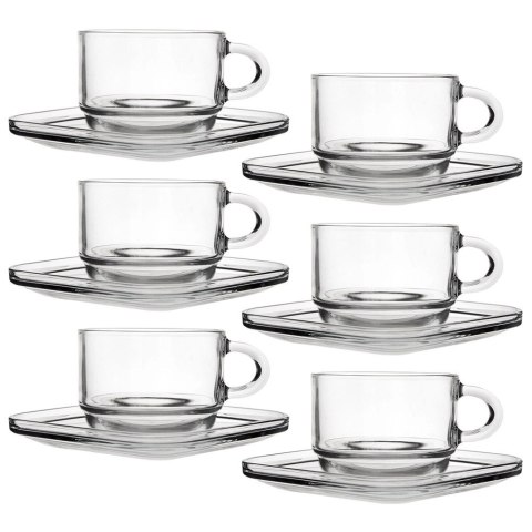 VELKOOBCHOD ORION, spol. s r.o. Filiżanki ze Spodkiem LAV Szklane 250 ml Przezroczyste do Zmywarki 6 szt.
