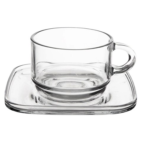 VELKOOBCHOD ORION, spol. s r.o. Filiżanki ze Spodkiem LAV Szklane 250 ml Przezroczyste do Zmywarki 6 szt.