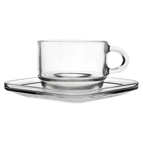 VELKOOBCHOD ORION, spol. s r.o. Filiżanki ze Spodkiem LAV Szklane 250 ml Przezroczyste do Zmywarki 6 szt.