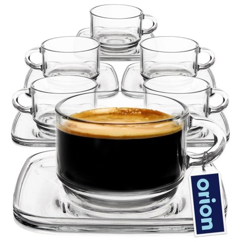 VELKOOBCHOD ORION, spol. s r.o. Filiżanki ze Spodkiem LAV Szklane 250 ml Przezroczyste do Zmywarki 6 szt.