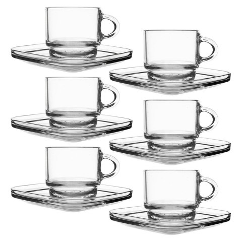 VELKOOBCHOD ORION, spol. s r.o. Filiżanki do Espresso LAV Szklane 75 ml Przezroczyste z Uchwytem 6 szt.